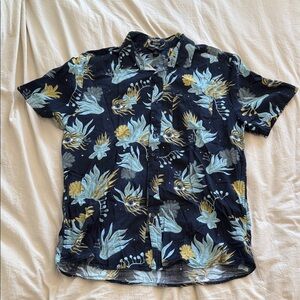 Volcom Men's Floral Button Down Shirt - Black and Blue